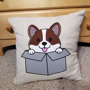 NWOT Corgi Accent Throw Pillow 17x17"